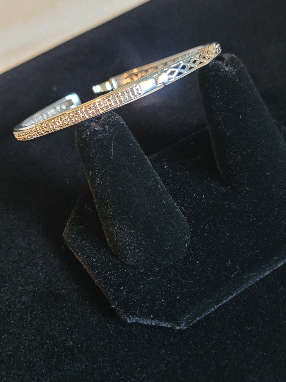 Classic Silver Crystal Pavé Bangle Bracelet - Silver - Picture 3 of 6